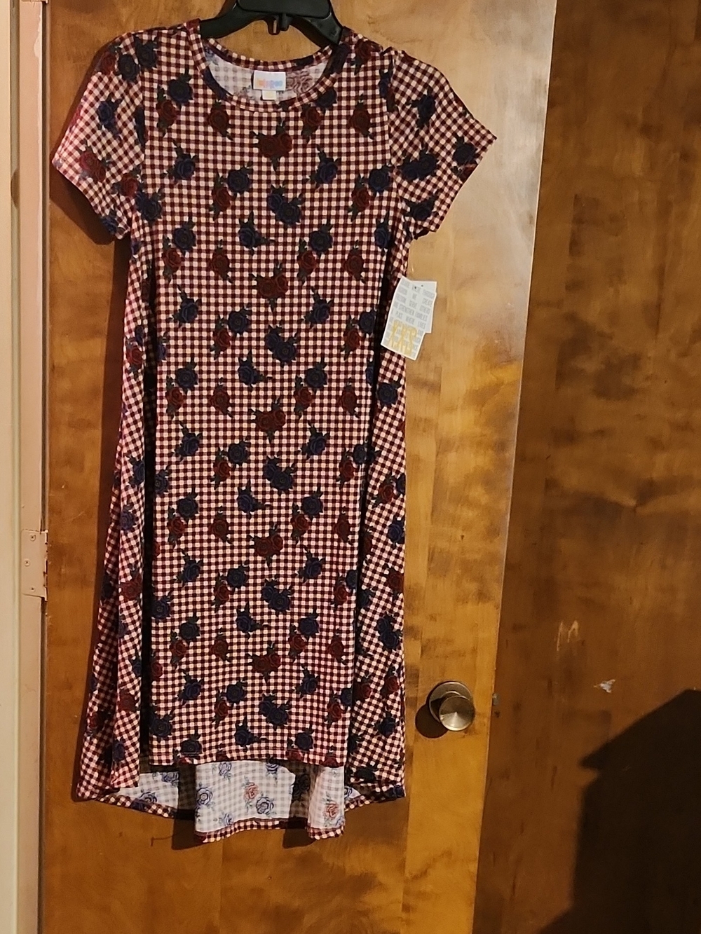 LuLaRoe Red and Navy High Low Dress